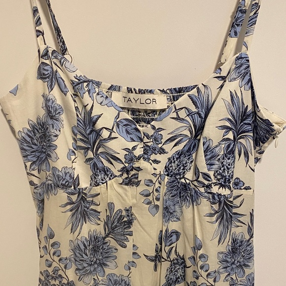 Taylor Blue & White Floral Maxi Dress – Sleeveless Sundress - Picture 5 of 5